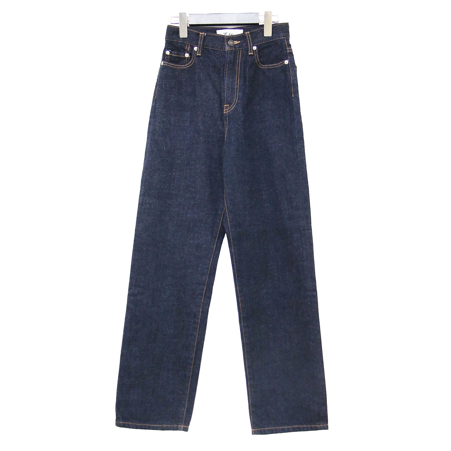 25秋冬 ワンウオッシュ エッセンシャルデニム ストレートパンツ / フルレングス ハイウエスト ジッパーフライ 5ポケット コットン