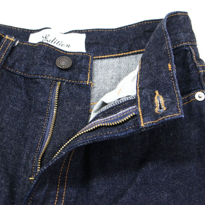 25秋冬 ワンウオッシュ エッセンシャルデニム ストレートパンツ / フルレングス ハイウエスト ジッパーフライ 5ポケット コットン