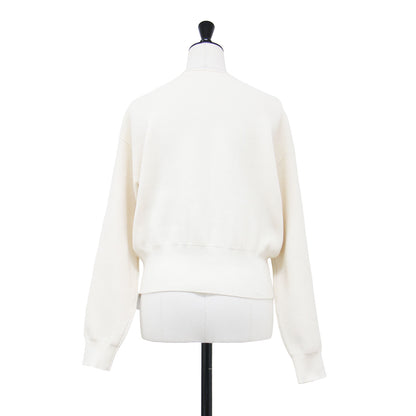 24春夏 パールコンビ クルーネック カーディガン / ニット 長袖 ミラノリブ ドロップショルダー コットン