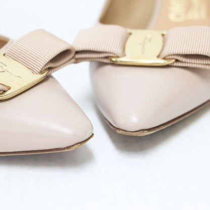 ヴァラ パンプス / VARA ポインテッドトゥ リボン ミドルヒール レザー