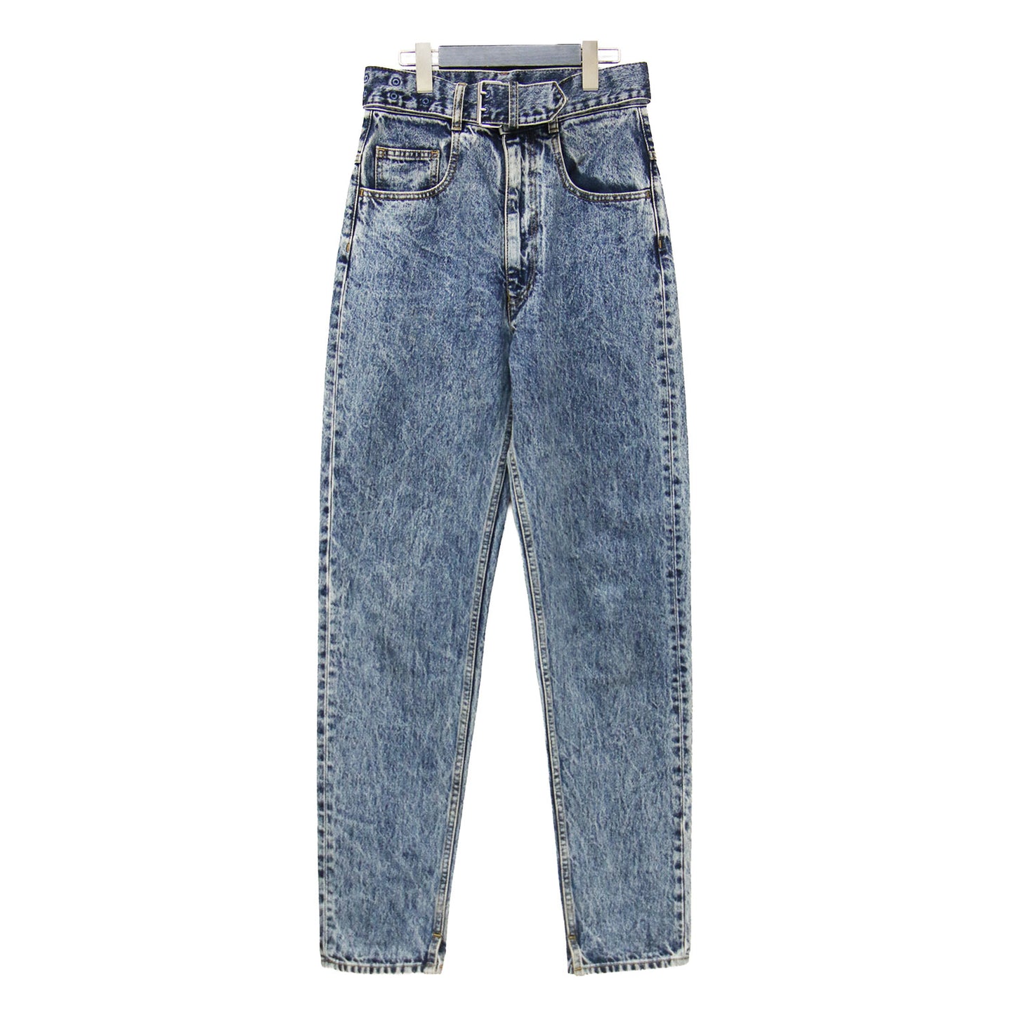 ベルテッドデニムパンツ / Belted Denim Pants フルレングス テーパード ベルト付き コットン ウォッシャブル