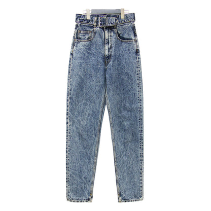 ベルテッドデニムパンツ / Belted Denim Pants フルレングス テーパード ベルト付き コットン ウォッシャブル