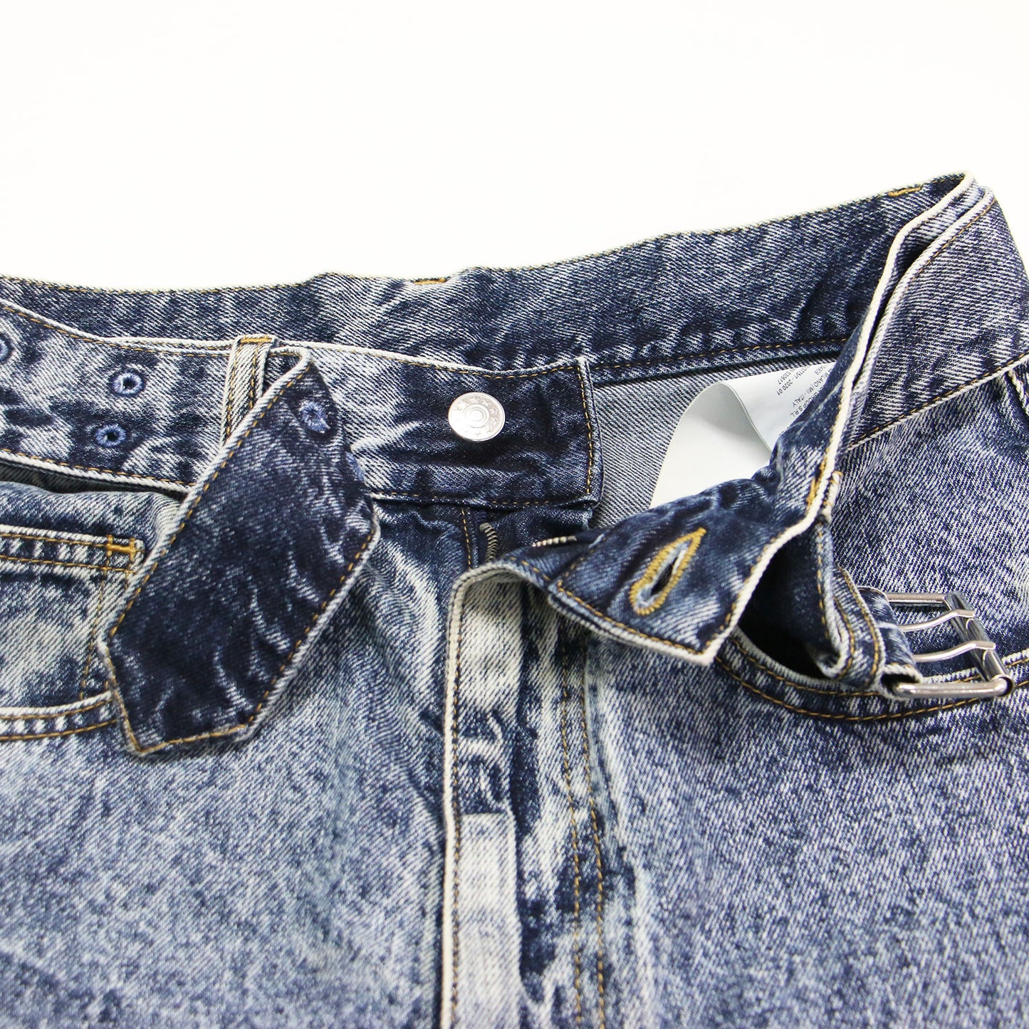 ベルテッドデニムパンツ / Belted Denim Pants フルレングス テーパード ベルト付き コットン ウォッシャブル