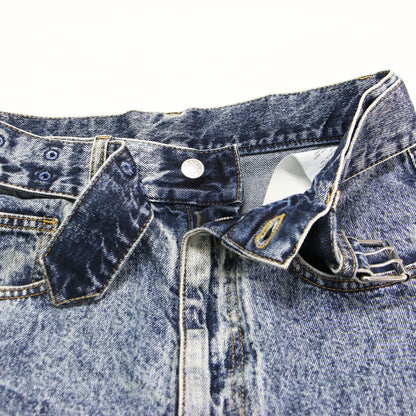 ベルテッドデニムパンツ / Belted Denim Pants フルレングス テーパード ベルト付き コットン ウォッシャブル