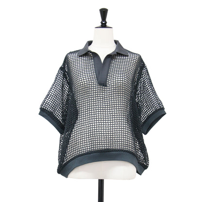 26春夏 スクエアメッシュ スキッパー ポロシャツ / SQUARE MESH SKIPPER POLO プルオーバー 半袖 襟付き
