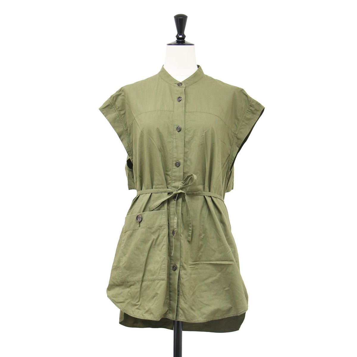 バックオープン ノースリーブ シャツ / Rosie sleeveless shirt PU ブラウス バンドカラー コットン