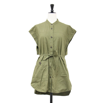 バックオープン ノースリーブ シャツ / Rosie sleeveless shirt PU ブラウス バンドカラー コットン