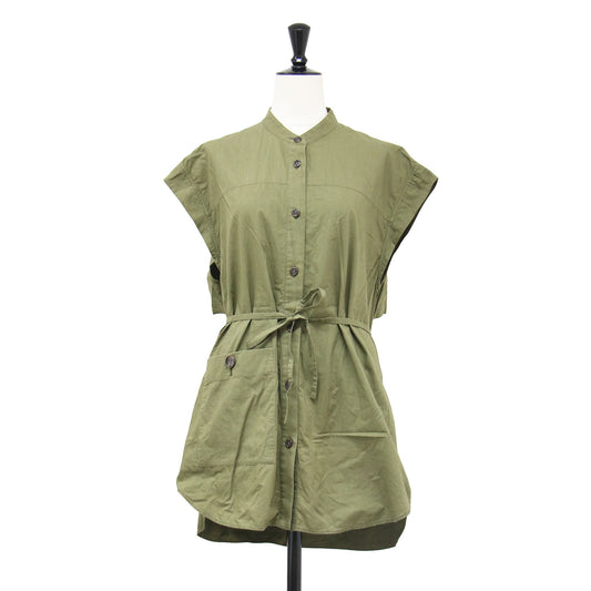 バックオープン ノースリーブ シャツ / Rosie sleeveless shirt PU ブラウス バンドカラー コットン