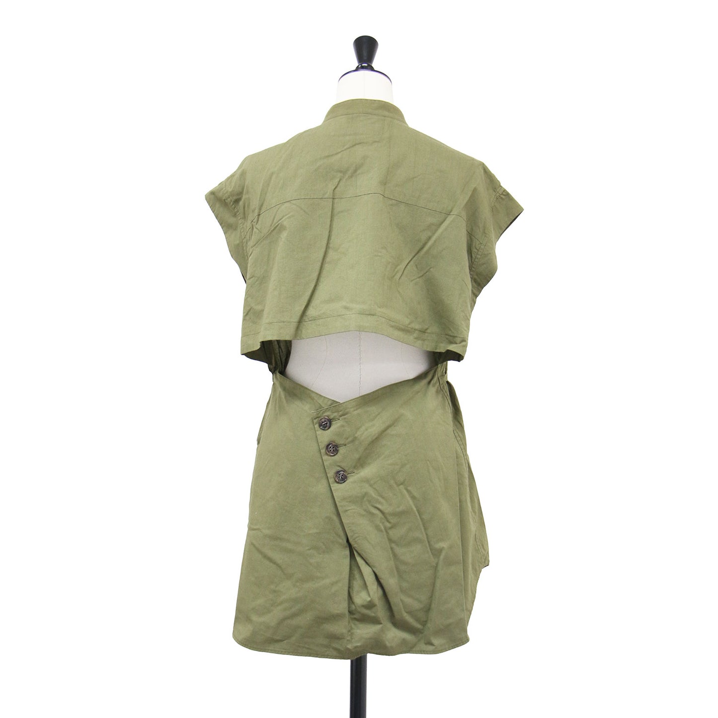 バックオープン ノースリーブ シャツ / Rosie sleeveless shirt PU ブラウス バンドカラー コットン