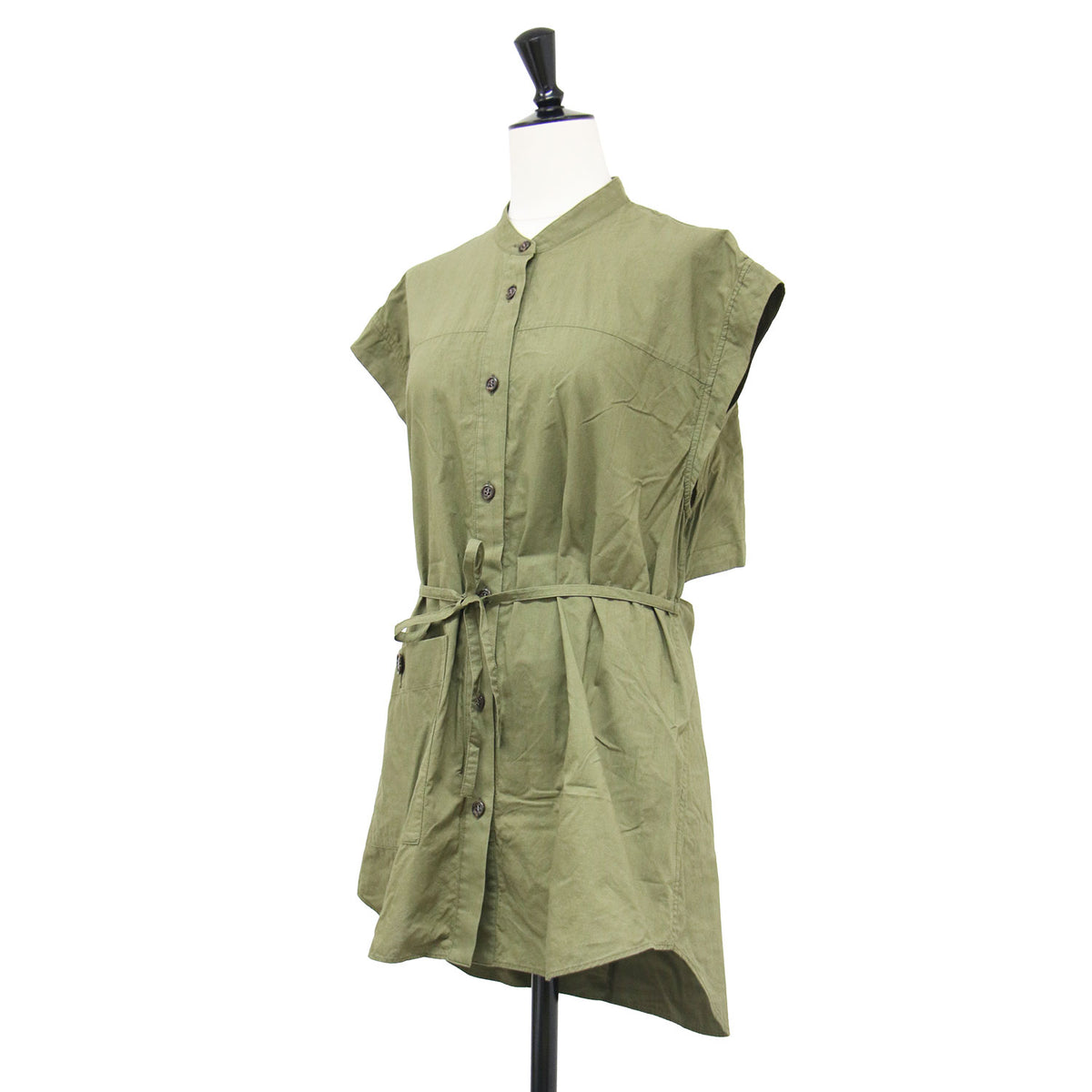 バックオープン ノースリーブ シャツ / Rosie sleeveless shirt PU ブラウス バンドカラー コットン