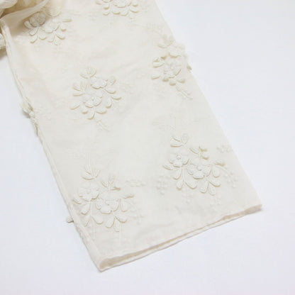 26春夏 セルロースナイロン エンブロイダリーシャツ 2WAY / ブラウス 羽織 長袖 クルーネック リボン フラワー 刺繍