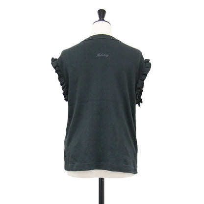 × Spick&Span × Miller 26秋冬 リブ フリル タンクトップ / PRIB FRILL TANK カットソー ノースリーブ クルーネック コットン