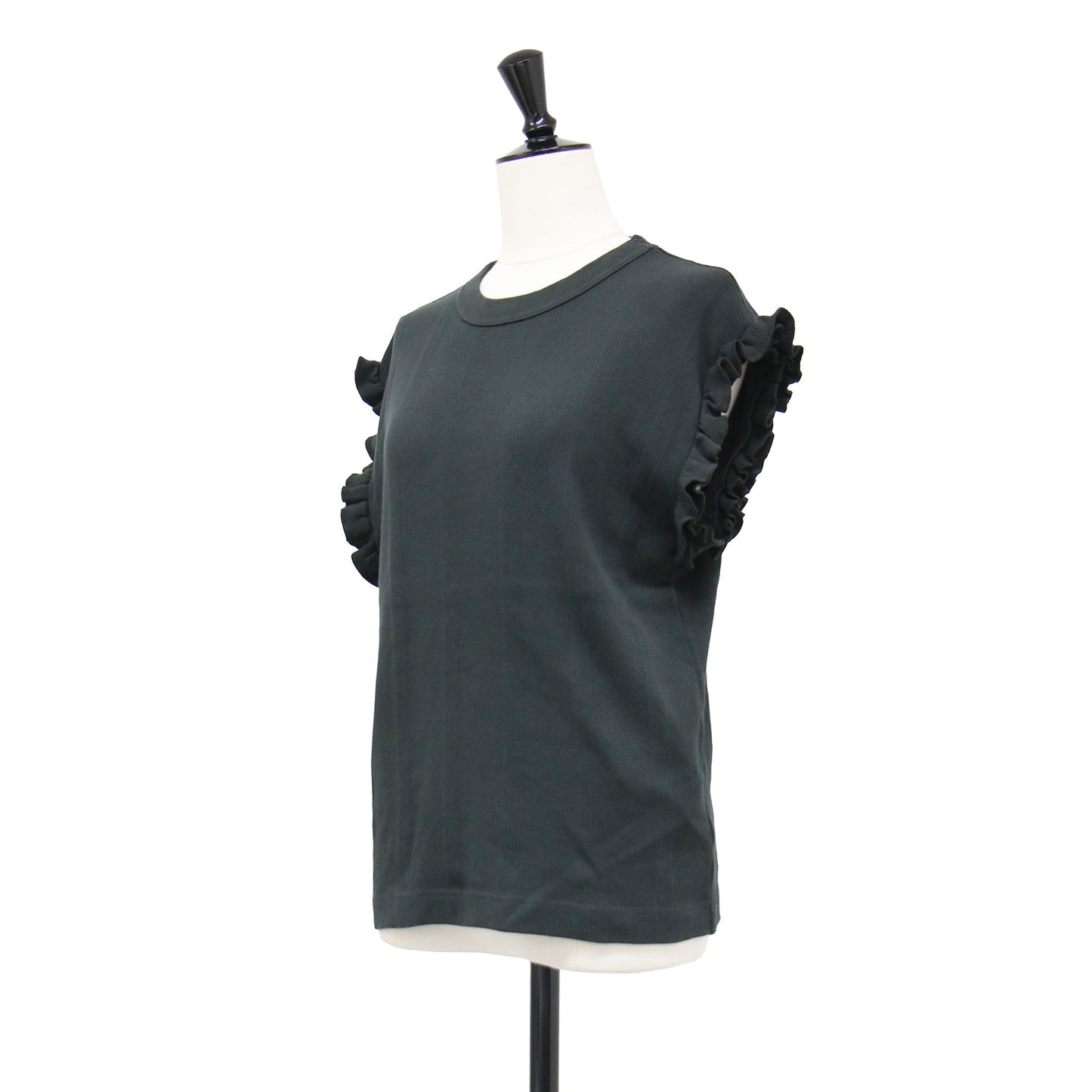 × Spick&Span × Miller 26秋冬 リブ フリル タンクトップ / PRIB FRILL TANK カットソー ノースリーブ クルーネック コットン