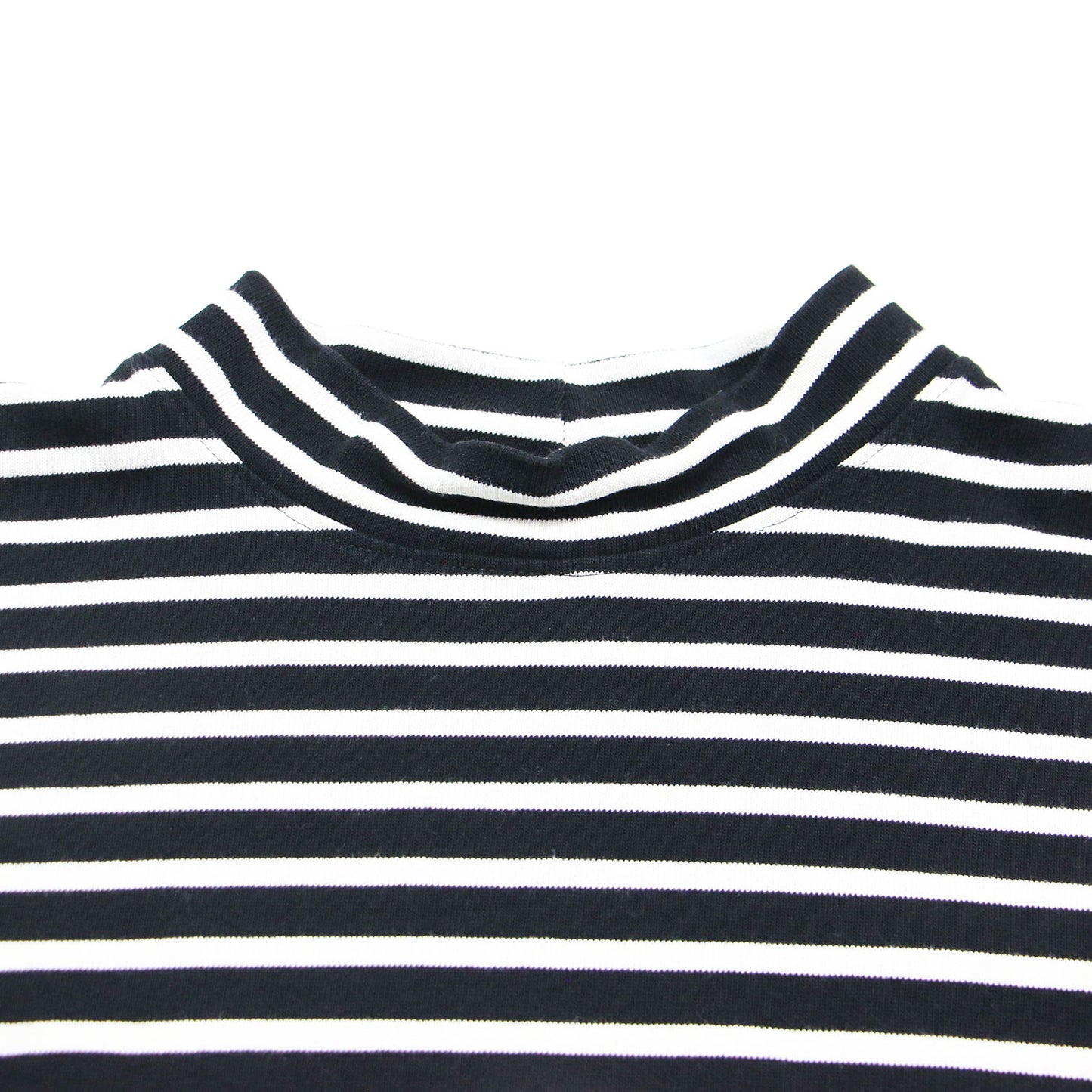 モックネック ウェッソン ロングスリーブ プルオーバー / カットソー Tシャツ 長袖 ハイネック ボーダー柄 コットン