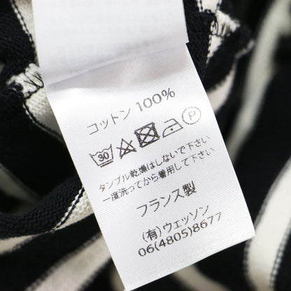 モックネック ウェッソン ロングスリーブ プルオーバー / カットソー Tシャツ 長袖 ハイネック ボーダー柄 コットン