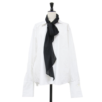 26秋冬 ポプリン シャツ / Poplin Shirt ブラウス 長袖 ボウタイ シフォン コットン