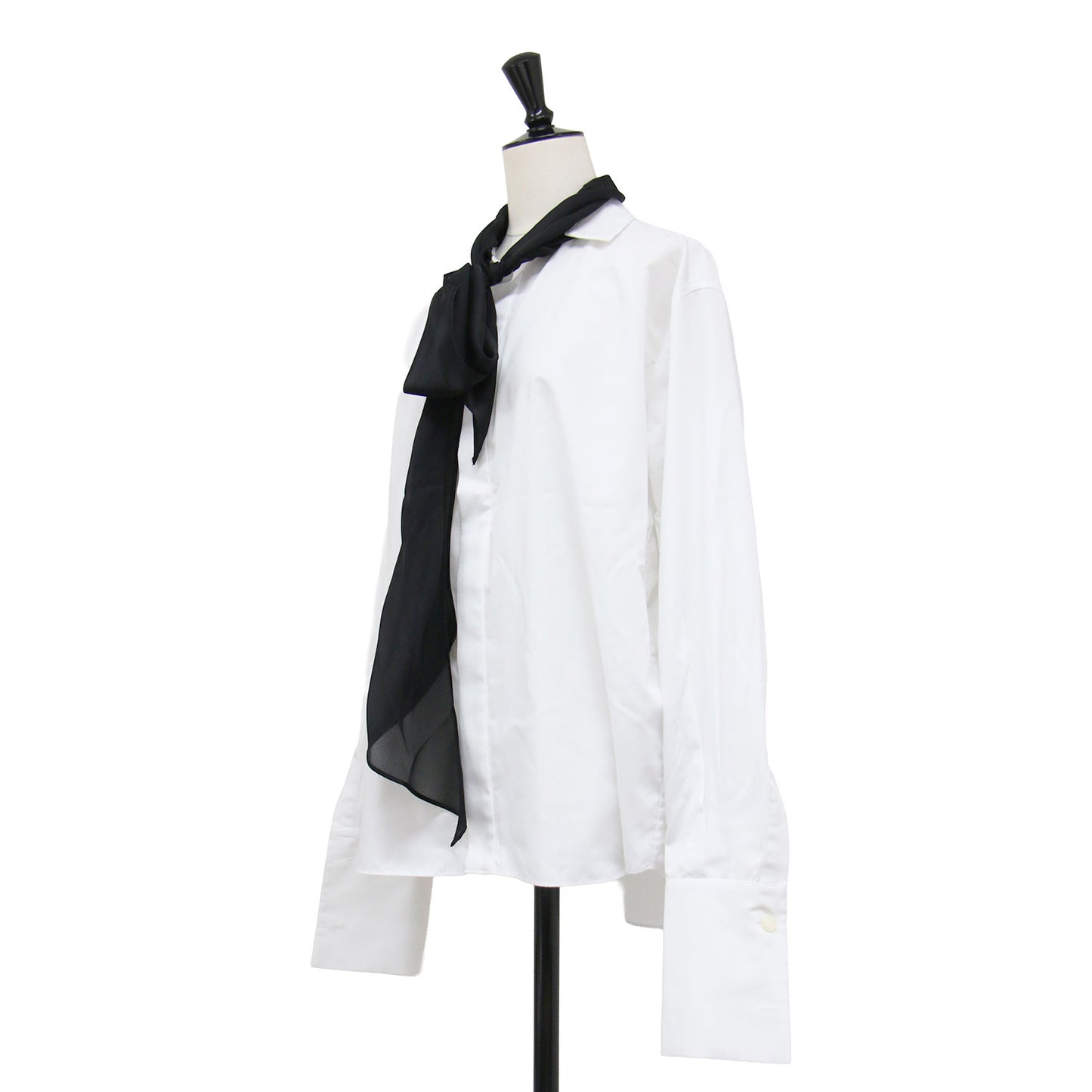 26秋冬 ポプリン シャツ / Poplin Shirt ブラウス 長袖 ボウタイ シフォン コットン