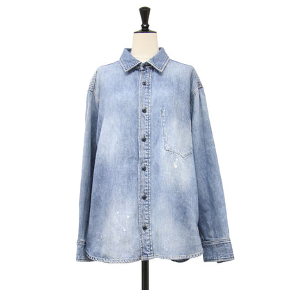 25秋冬 les Tendre デニム シャツ / 長袖 レギュラーカラー オーバーサイズ 厚手 コットン