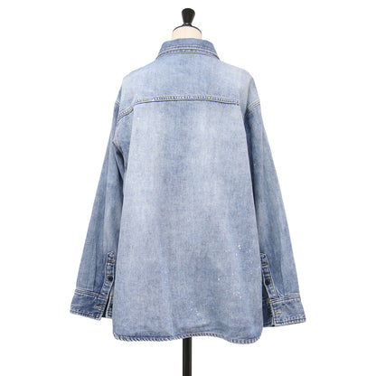 25秋冬 les Tendre デニム シャツ / 長袖 レギュラーカラー オーバーサイズ 厚手 コットン
