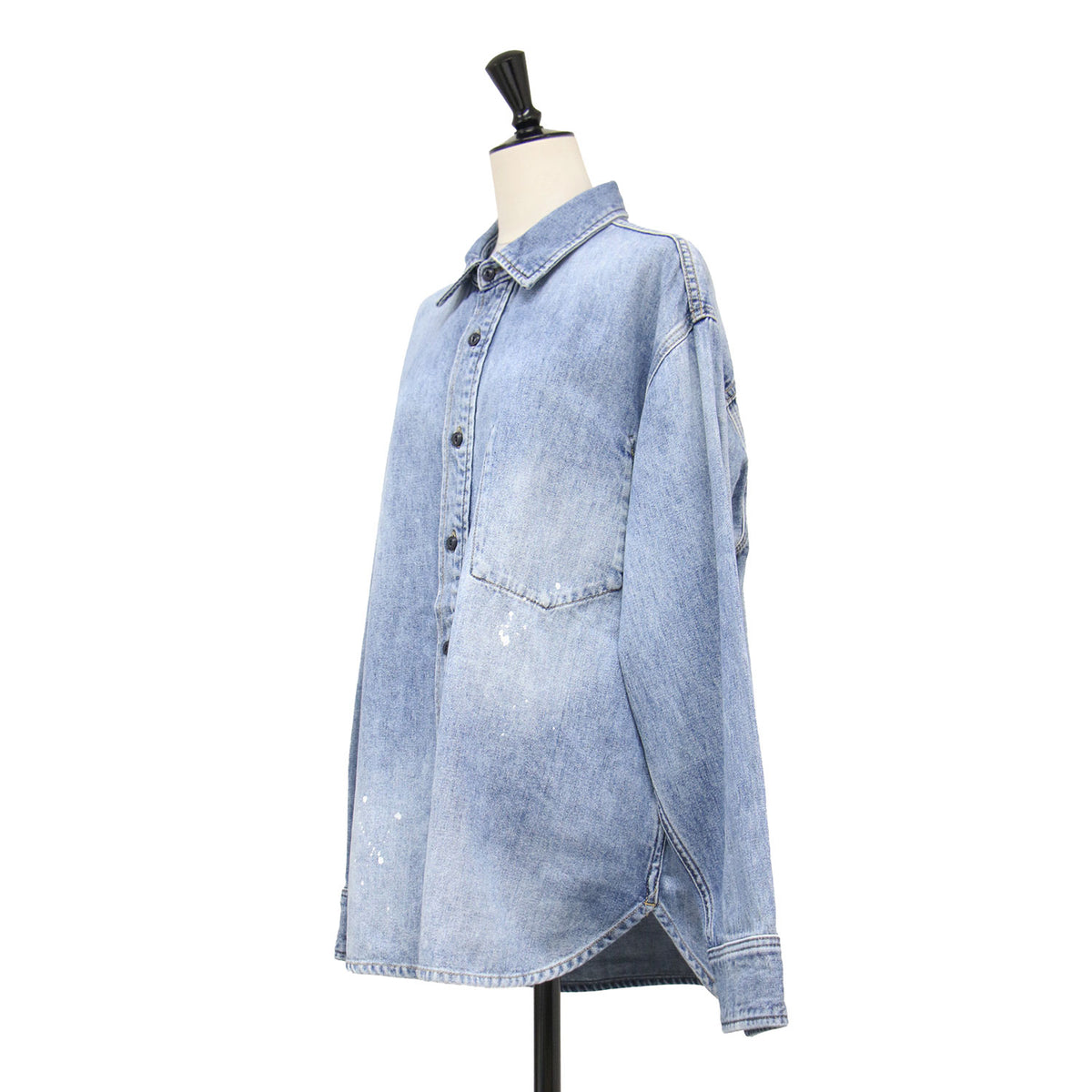 25秋冬 les Tendre デニム シャツ / 長袖 レギュラーカラー オーバーサイズ 厚手 コットン