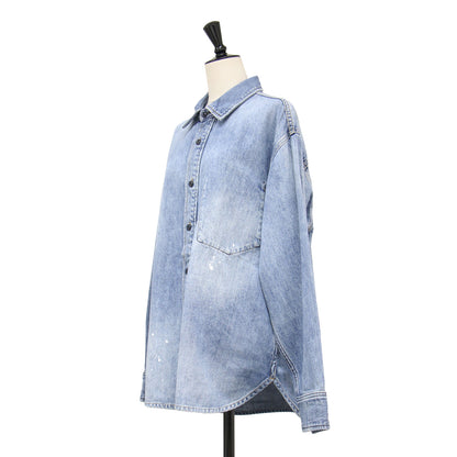 25秋冬 les Tendre デニム シャツ / 長袖 レギュラーカラー オーバーサイズ 厚手 コットン