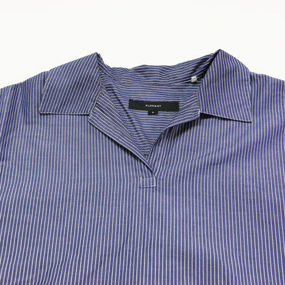 26春夏 コットンブロードストライプドレス / シャツワンピース ロング 長袖 スキッパーカラー コットン