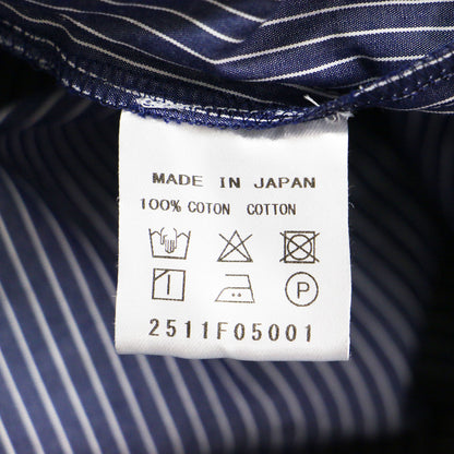 26春夏 コットンブロードストライプドレス / シャツワンピース ロング 長袖 スキッパーカラー コットン