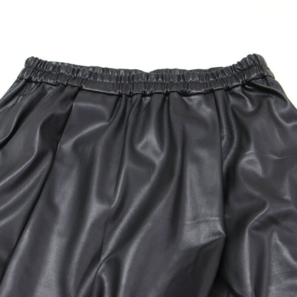 25秋冬 フェイクレザー ロング スカート / タック フレア ウエストゴム 合成皮革