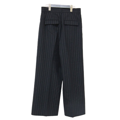 23秋冬 ダブルベルト ワイド パンツ / W Belt Wide PT ラック ハイウエスト ピンストライプ ウール