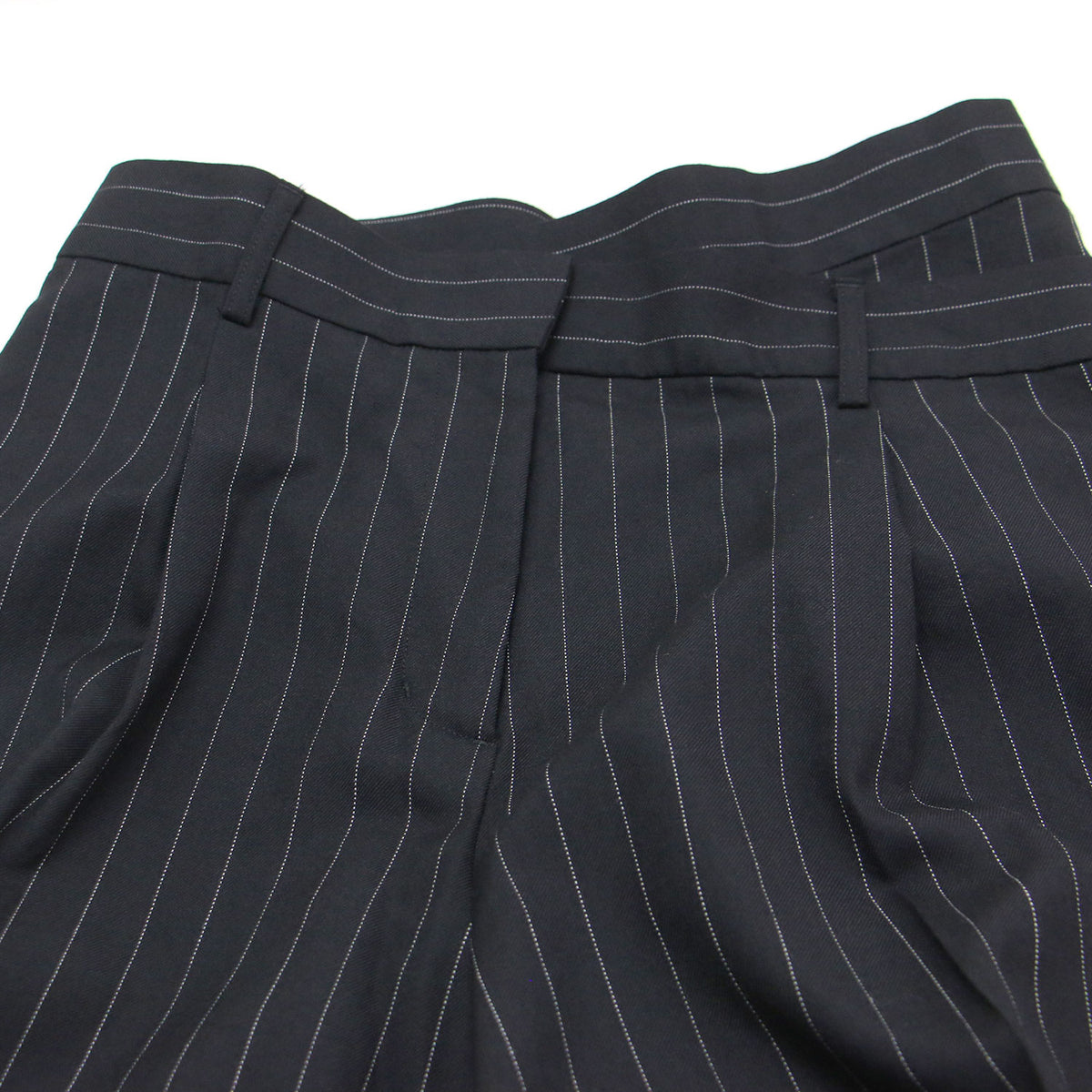 23秋冬 ダブルベルト ワイド パンツ / W Belt Wide PT ラック ハイウエスト ピンストライプ ウール