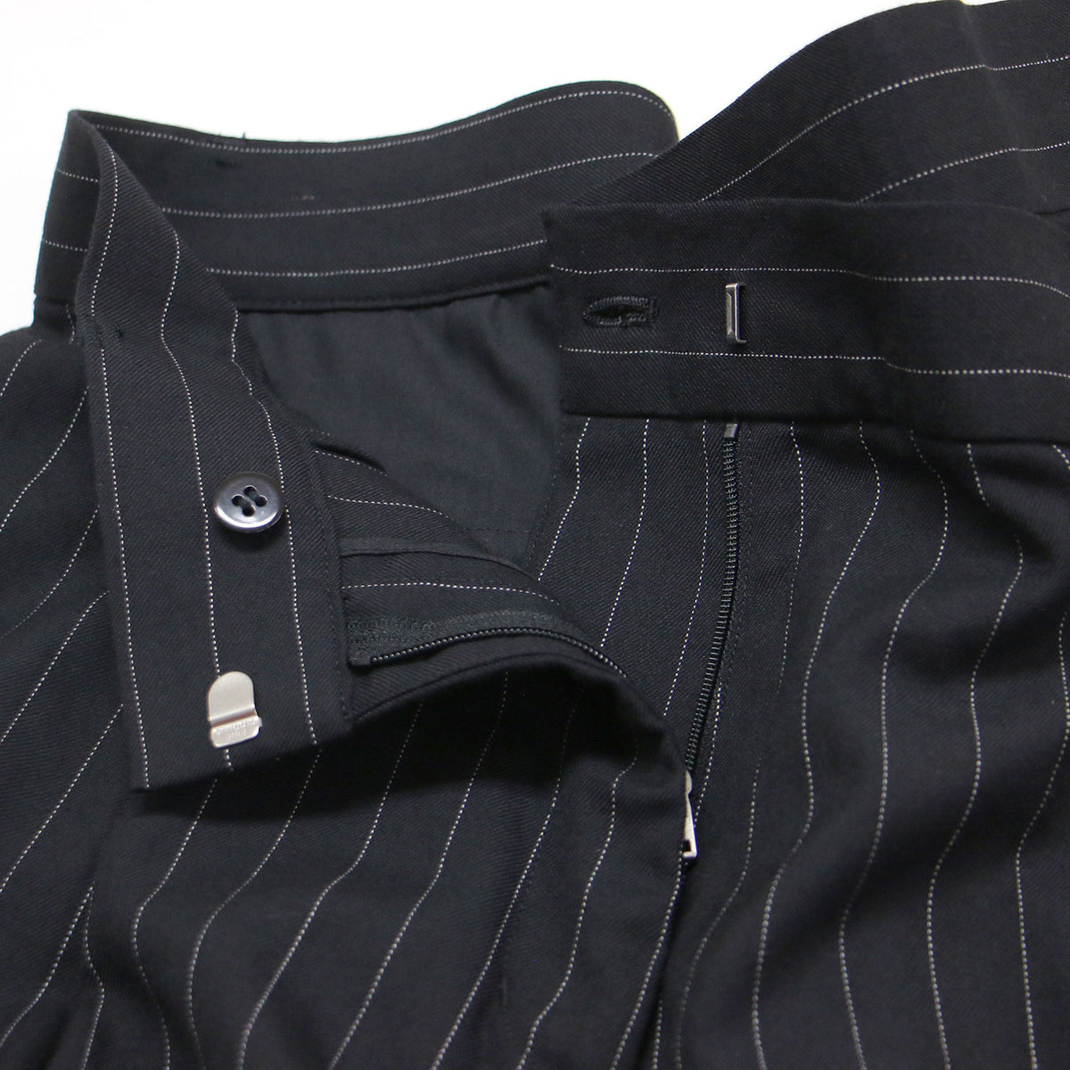 23秋冬 ダブルベルト ワイド パンツ / W Belt Wide PT ラック ハイウエスト ピンストライプ ウール