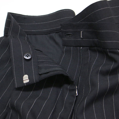 23秋冬 ダブルベルト ワイド パンツ / W Belt Wide PT ラック ハイウエスト ピンストライプ ウール