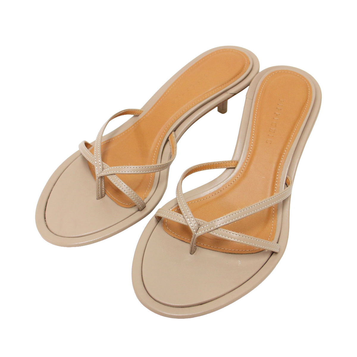24春夏 レザー トング サンダル / PP24S-NUDE MULE 19 ミュール ラウンドトゥ ピンヒール