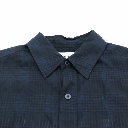 24春夏 シアー ワイド シャツ / SHEER WIDE SHIRTS ブラウス レギュラーカラー 半袖 チェック柄 コットン