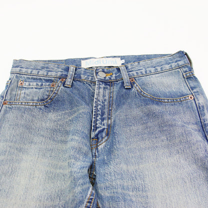 八分丈 テーパード デニムパンツ / クロップド丈 ブリーチカラー コットン ウォッシャブル