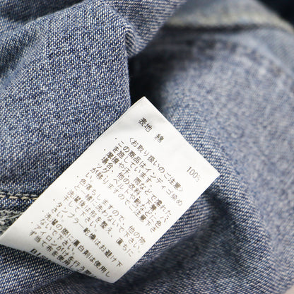 25秋冬 OMALI フロントパンツ バックスカート デニム / バギー クロップド丈 Aライン フレア ウエストゴム コットン ウォッシャブル