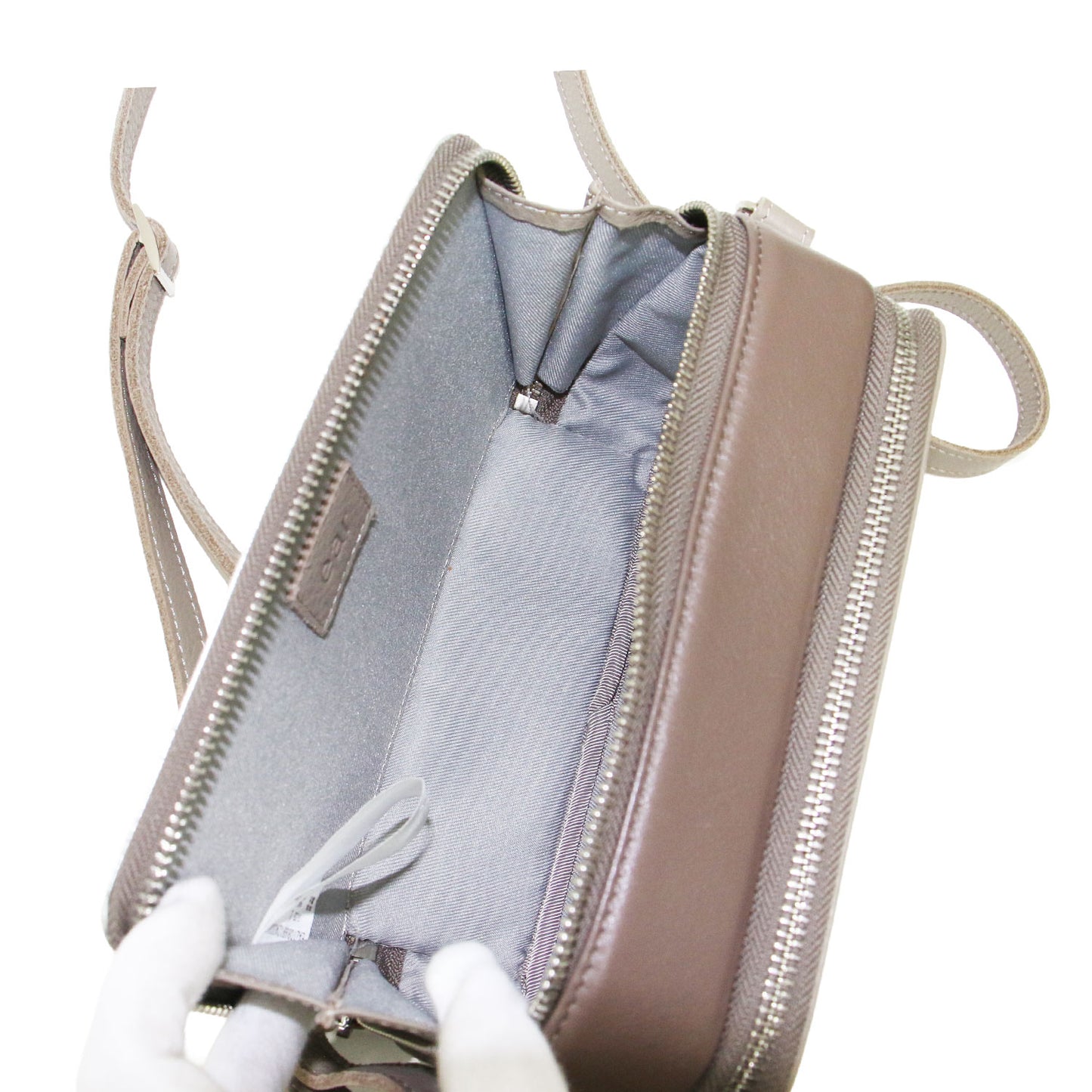 23秋冬 ショルダーバッグ ウォレット / 財布 ポシェット スクエア型 クロスボディ 2WAY メタリック ドット レザー