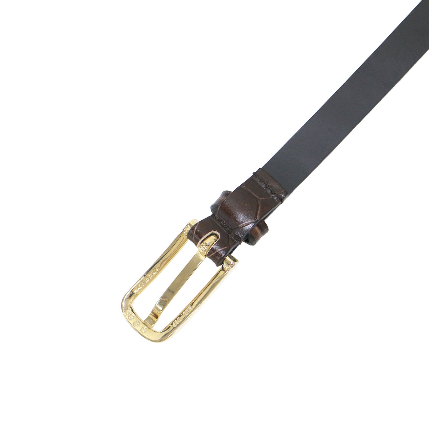 クロコ型押し レザーベルト / メタルバックル 牛革
