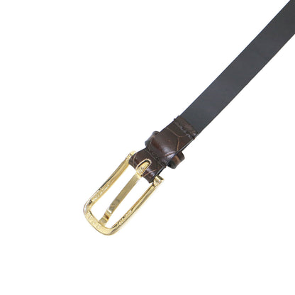クロコ型押し レザーベルト / メタルバックル 牛革