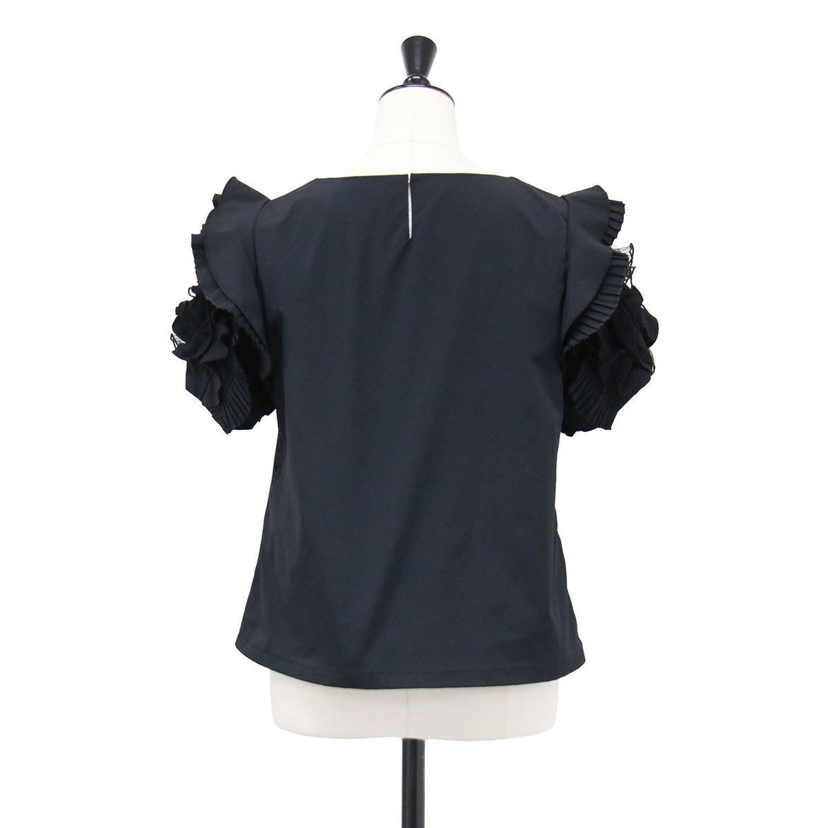 26春夏 ローズ スリーブ トップ / Vol.2 Rose Sleeve Top プルオーバー ラウンドネック 半袖 薔薇 モチーフ チュール プリーツ フリル バックホック
