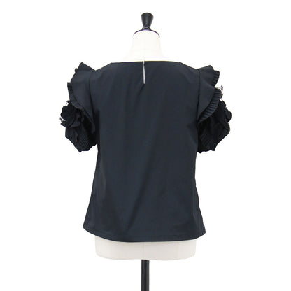 26春夏 ローズ スリーブ トップ / Vol.2 Rose Sleeve Top プルオーバー ラウンドネック 半袖 薔薇 モチーフ チュール プリーツ フリル バックホック