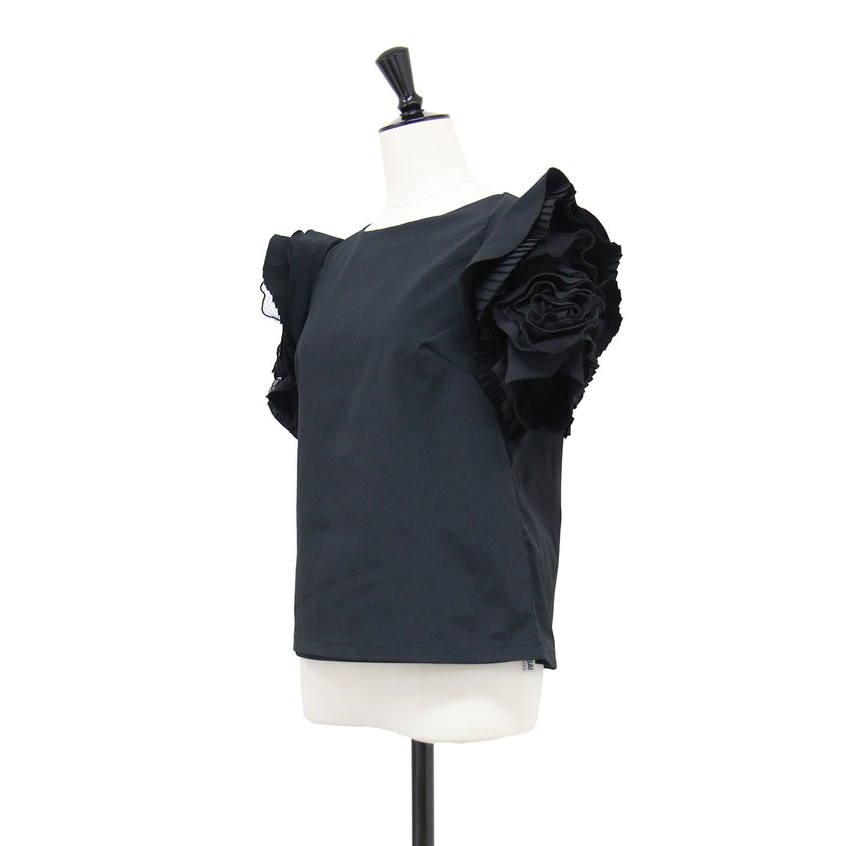 26春夏 ローズ スリーブ トップ / Vol.2 Rose Sleeve Top プルオーバー ラウンドネック 半袖 薔薇 モチーフ チュール プリーツ フリル バックホック