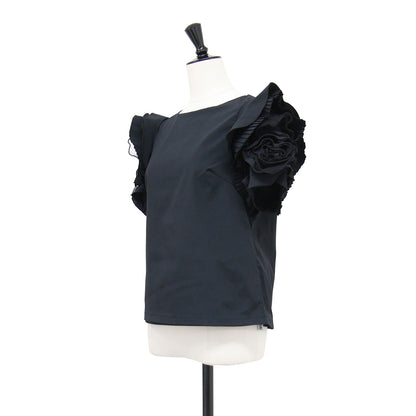 26春夏 ローズ スリーブ トップ / Vol.2 Rose Sleeve Top プルオーバー ラウンドネック 半袖 薔薇 モチーフ チュール プリーツ フリル バックホック