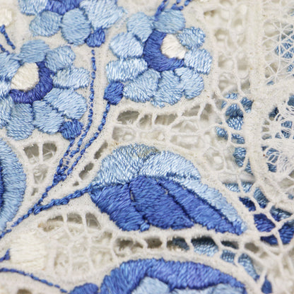 カロチャ刺繍 ベスト / 羽織り ショート丈 ノースリーブ シアー レース フラワーモチーフ 花柄 光沢 ヴィンテージ