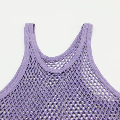 コットン メッシュ タンクトップ / Mesh Tanktop ノースリーブ Uネック コンパクト