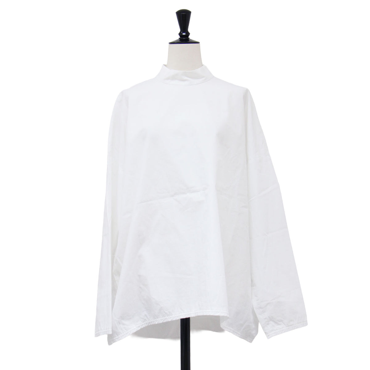 26春夏 ソフトコットン ハイネック ワイドプルオーバー / Soft COTTON P.O 300JS230-0091 / ブラウス 長袖 チュニック丈 ドロップショルダー バックファスナー コットン