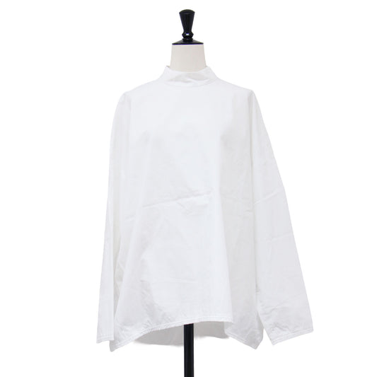 26春夏 ソフトコットン ハイネック ワイドプルオーバー / Soft COTTON P.O 300JS230-0091 / ブラウス 長袖 チュニック丈 ドロップショルダー バックファスナー コットン