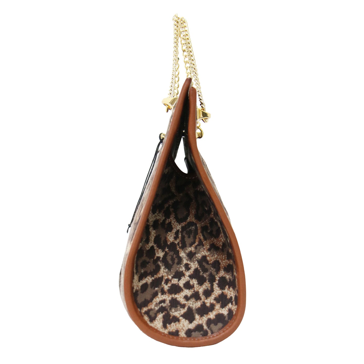 ティアーズ レオパード チェーンバッグ / TEARS LEOPARD ハンドバッグ ダブルハンドル スクエア型 ジャガード 総柄 レザー