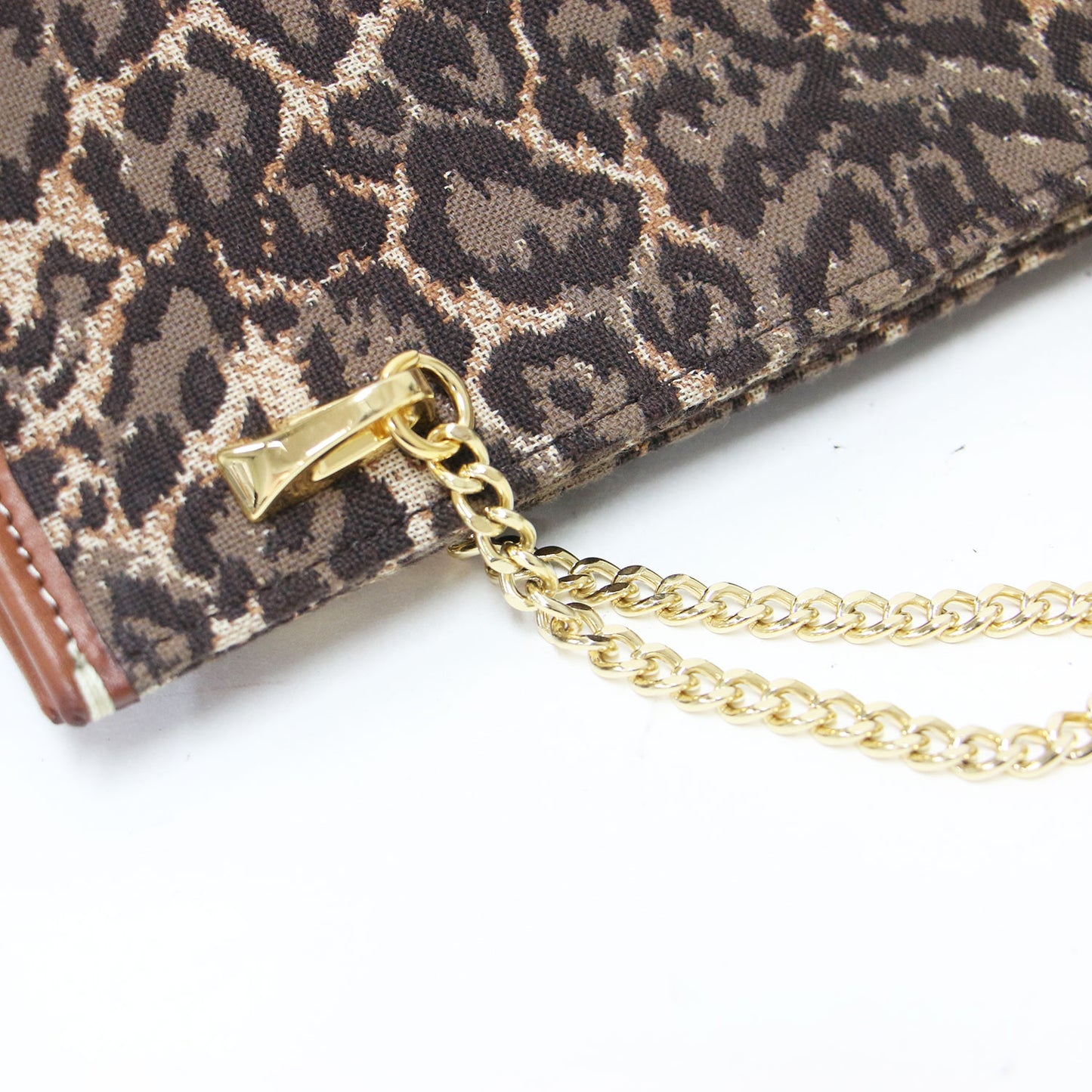 ティアーズ レオパード チェーンバッグ / TEARS LEOPARD ハンドバッグ ダブルハンドル スクエア型 ジャガード 総柄 レザー