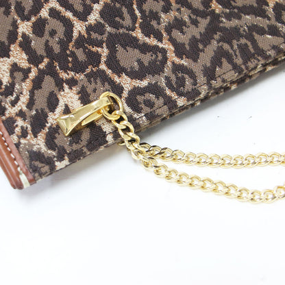 ティアーズ レオパード チェーンバッグ / TEARS LEOPARD ハンドバッグ ダブルハンドル スクエア型 ジャガード 総柄 レザー